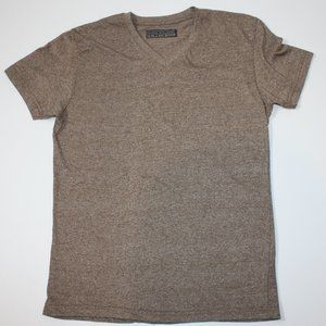 Counter Intelligence Boy's Heathered Brown V Neck Short Sleeve Shirt size S